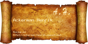Ackerman Henrik névjegykártya